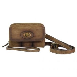 NWT JUSTIN WALLET ON STRING BURNISHED BROWN crossbody, wristlet, clutch